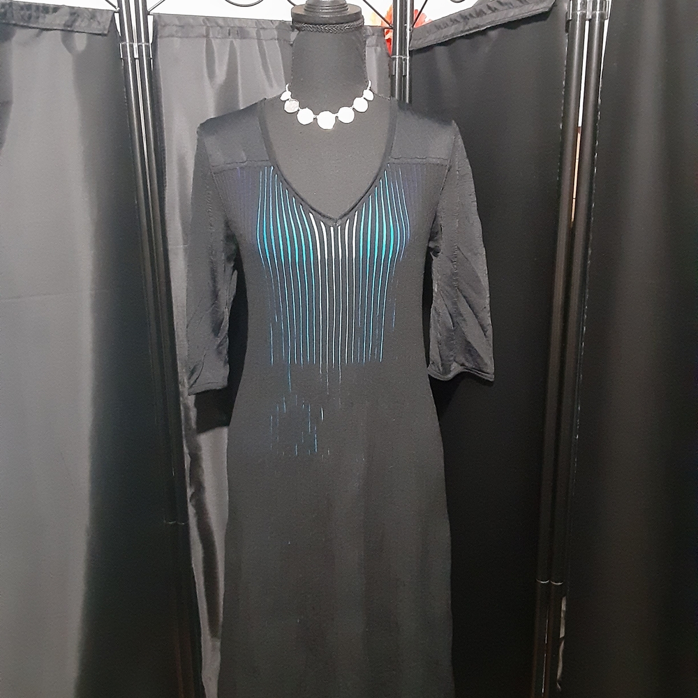 Elie Tahari Black and Blue Dress Sycadelic Multicolor Size XL/TG